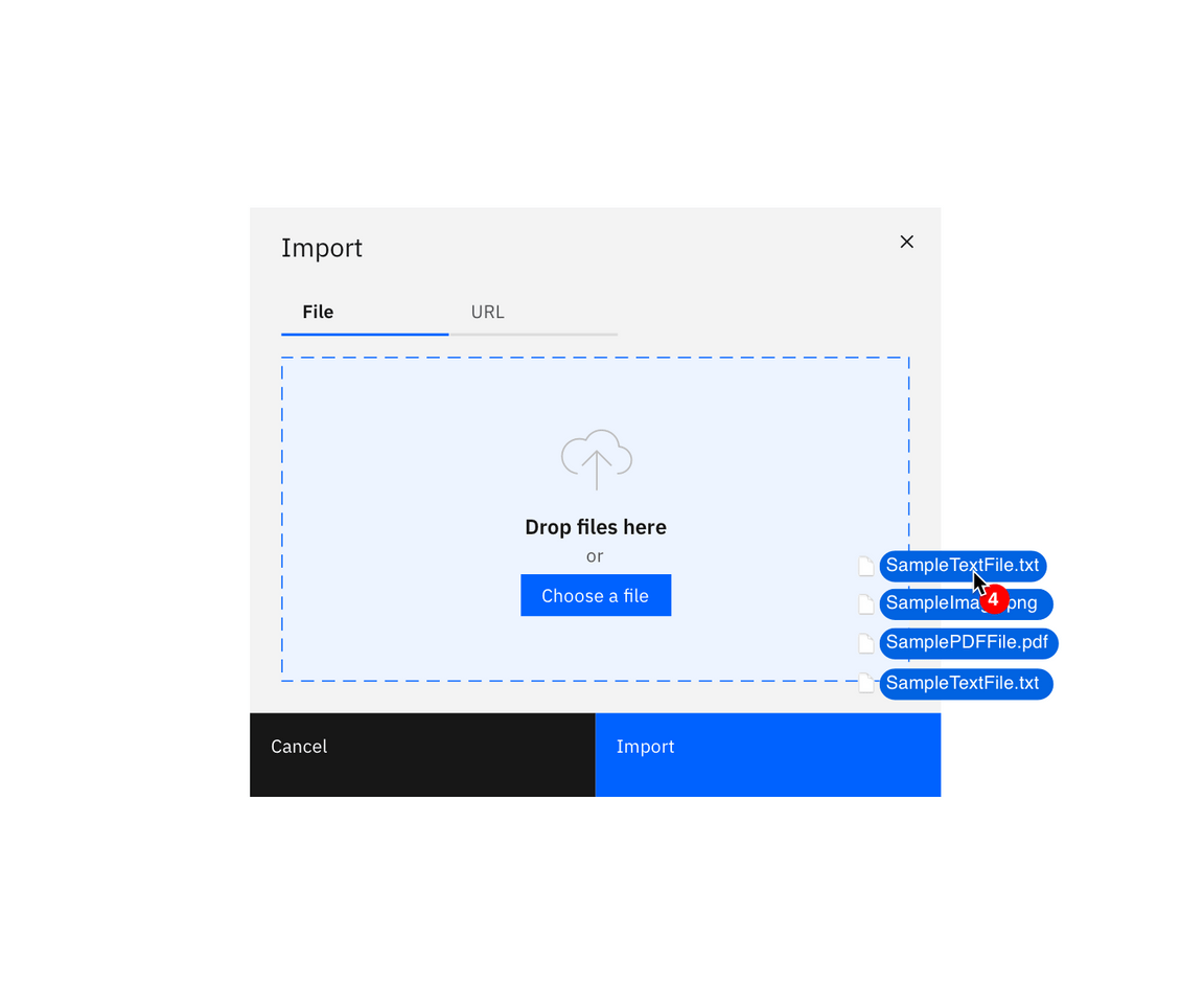 Example of drag and drop file import Example of drag and drop file import