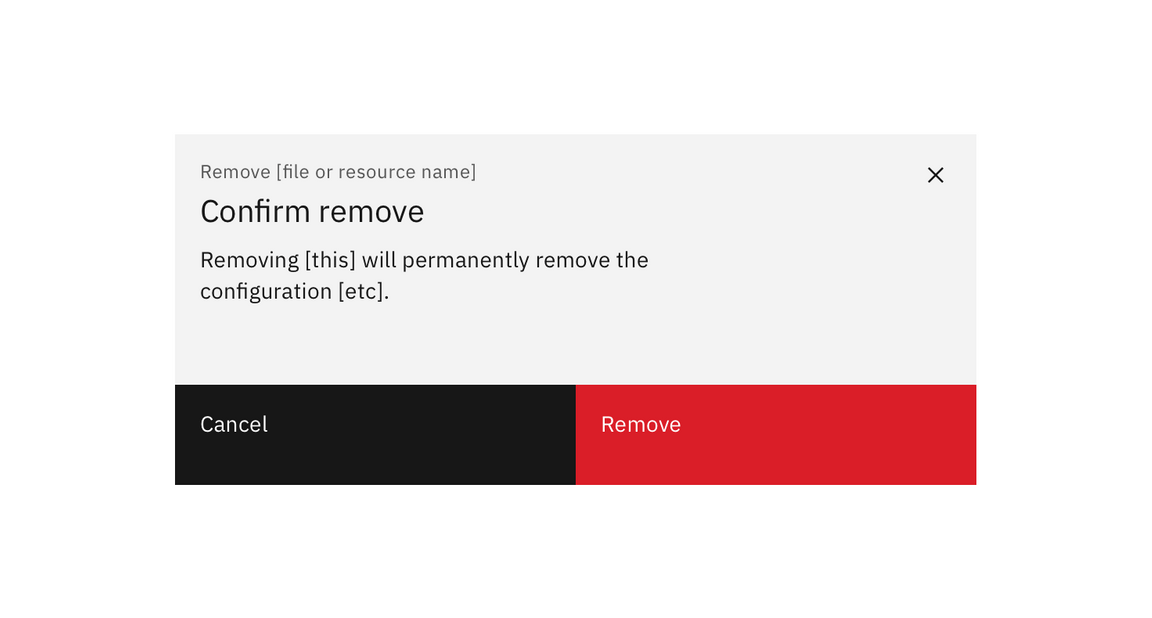 Example of a medium impact remove modal Example of a medium impact remove modal