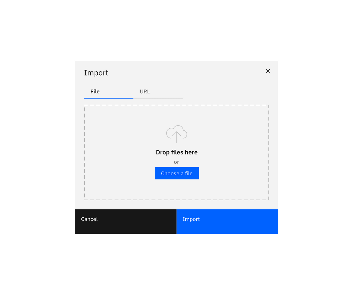 Example of an import modal Example of an import modal