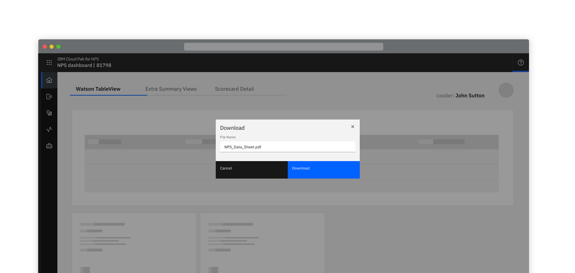 Example of a download modal in context Example of a download modal in context