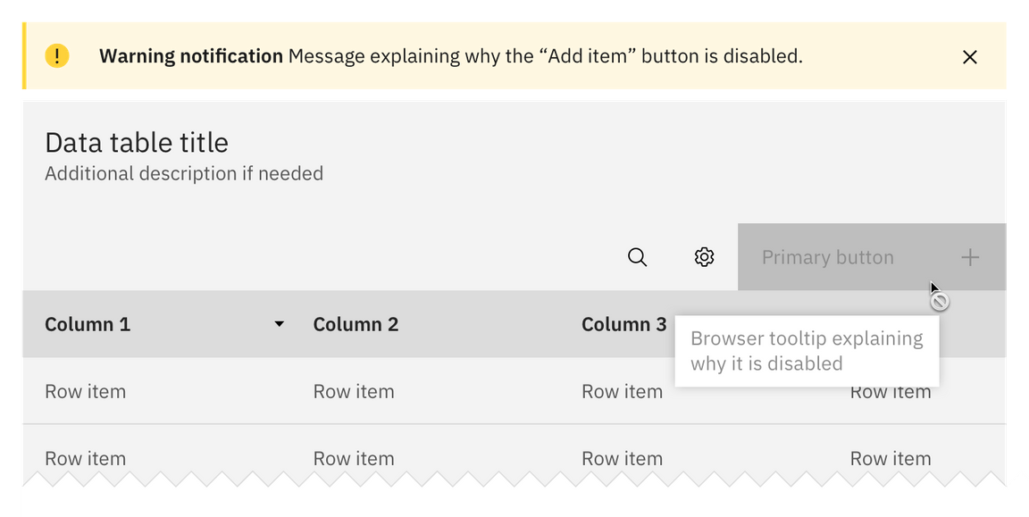 Additional warning with default disabled example Additional warning with default disabled example
