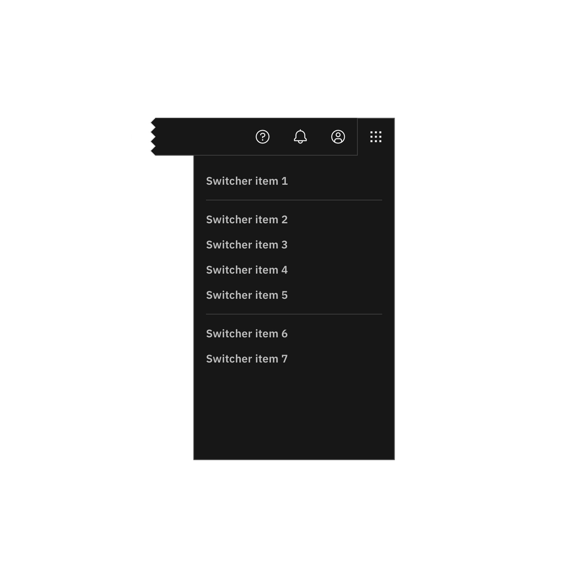 Example of the switcher icon being used correctly. Example of the switcher icon being used correctly.