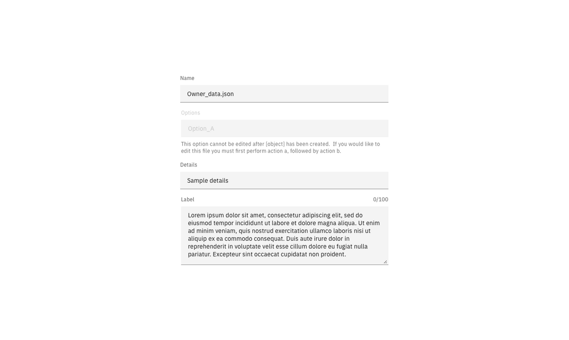 Example of a single non-editable field Example of a single non-editable field