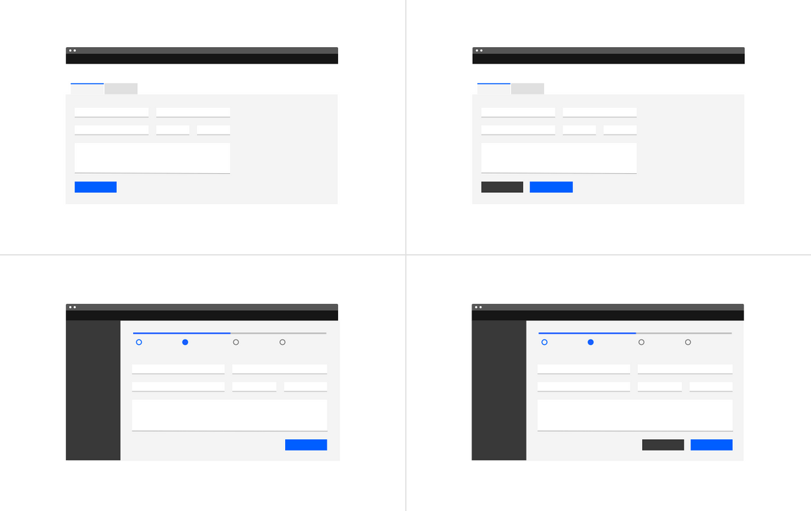 Example of dedicated page forms Example of dedicated page forms