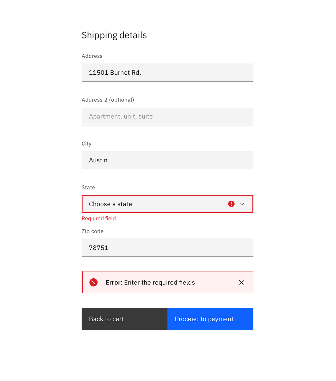 Form example with inline notification Form example with inline notification
