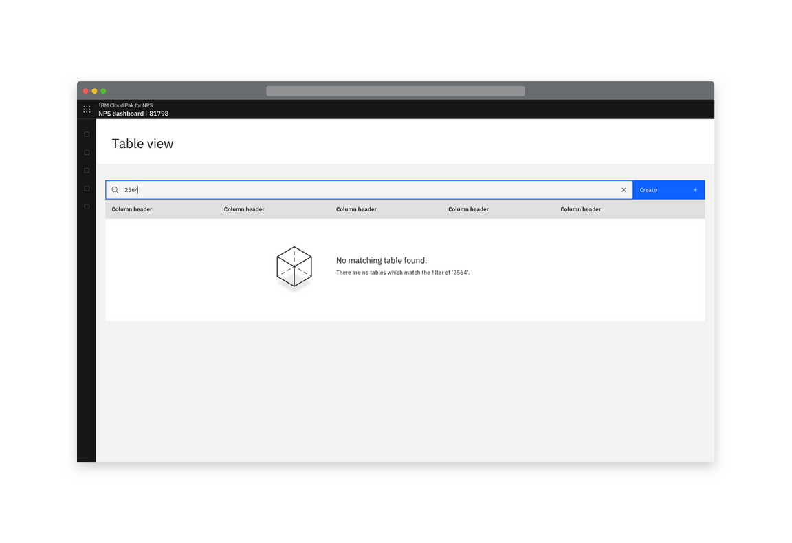 Example of an empty state when a search yields no results Example of an empty state when a search yields no results