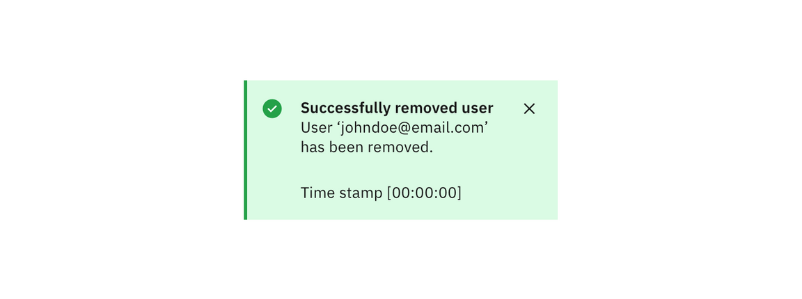 Example of a successful delete notification Example of a successful delete notification