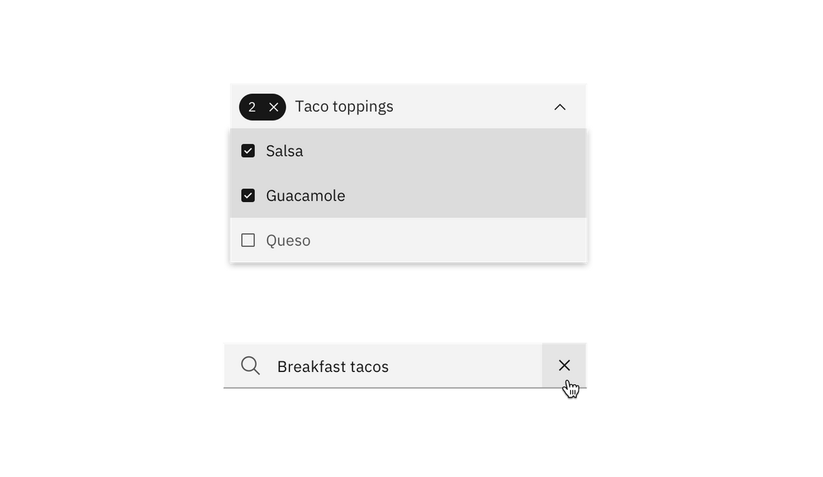 Example of clear in Multi-select Dropdown and in Search Example of clear in Multi-select Dropdown and in Search