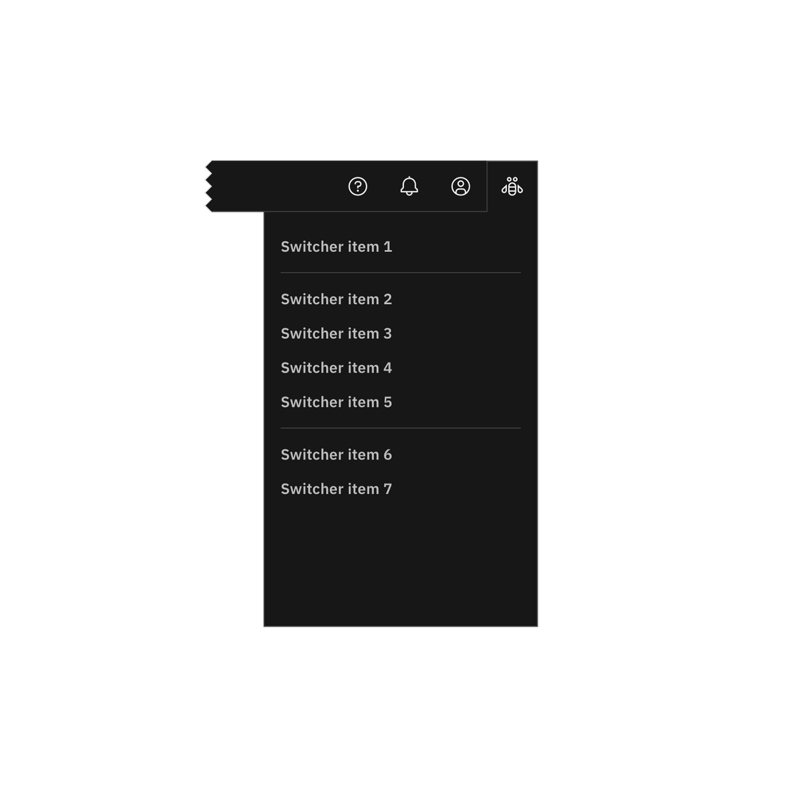 The switcher not using the switcher icon. The switcher not using the switcher icon.