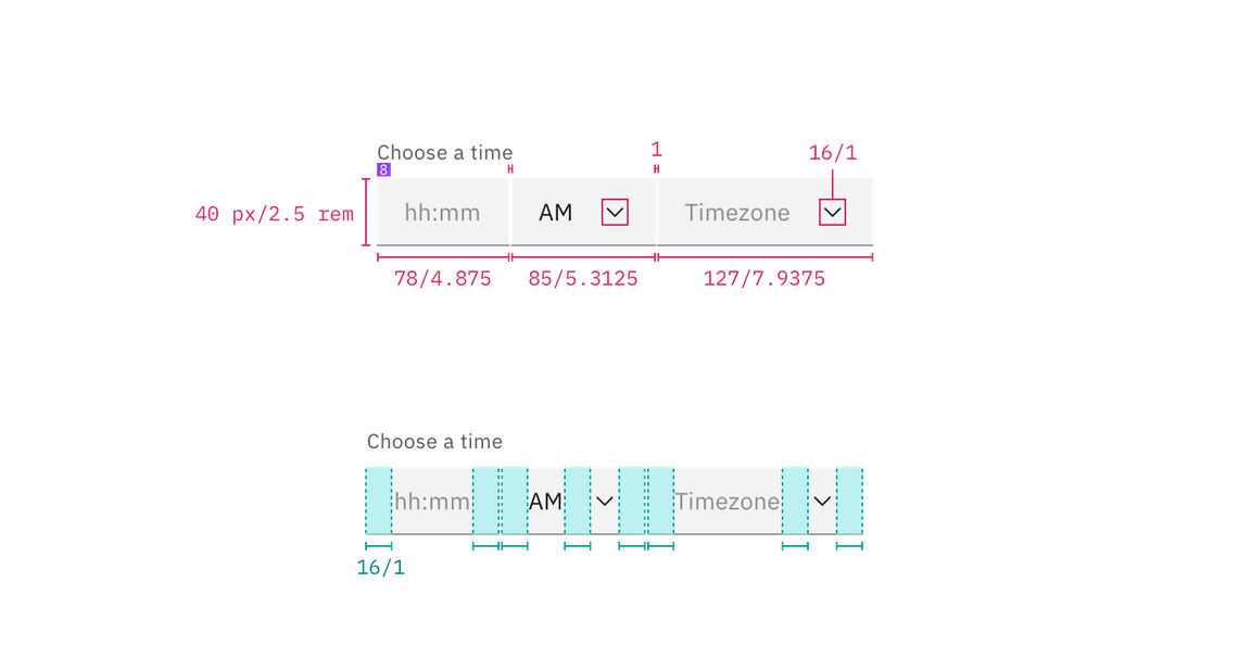 Structure for a time picker Structure for a time picker