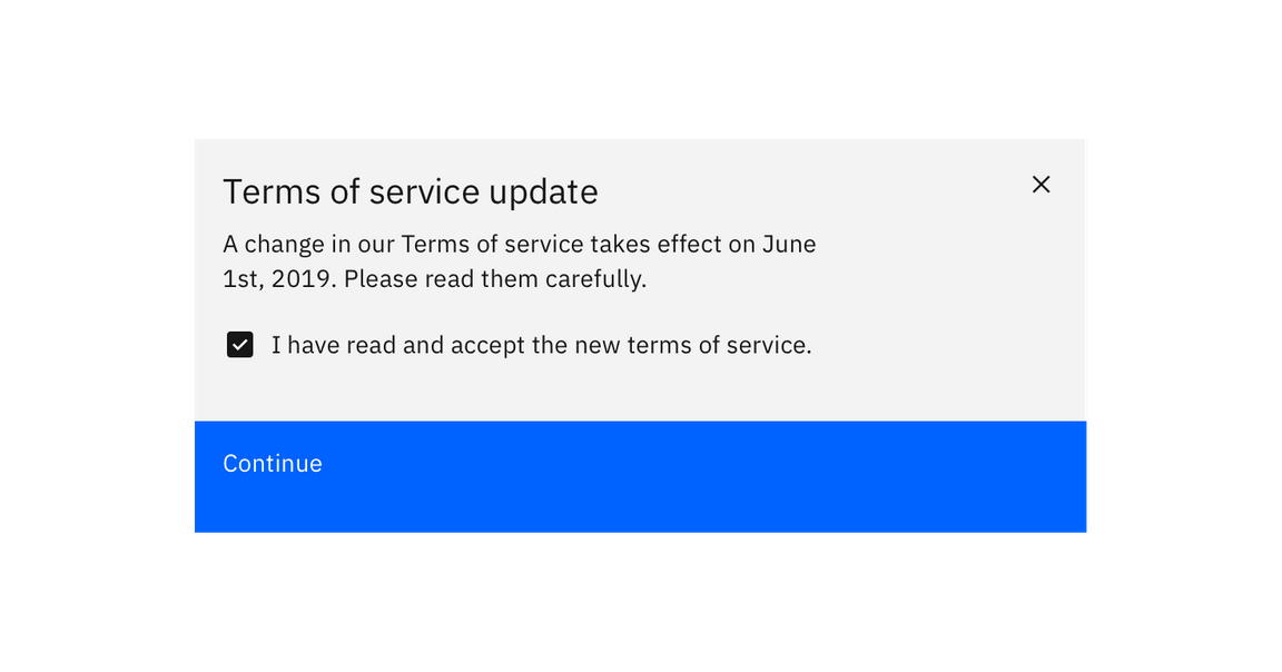 Example of modal with one button. Example of modal with one button.