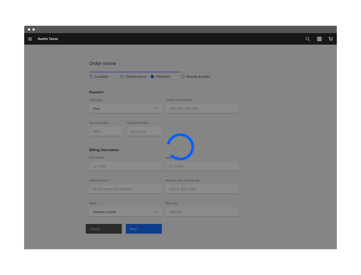 Example of a large loader in an application Example of a large loader in an application