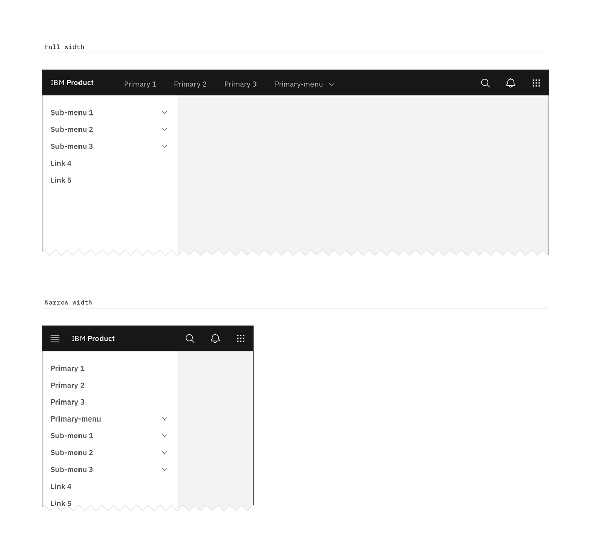 An example of the header responding to different screen sizes. An example of the header responding to different screen sizes.