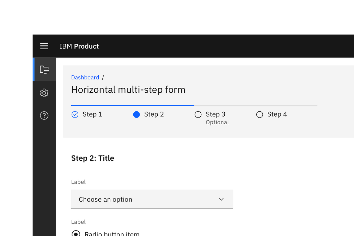 A multi-step form with a horizontally oriented progress indicator. A multi-step form with a horizontally oriented progress indicator.