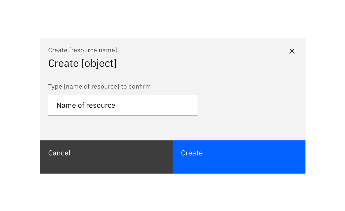 Example of a standard creation modal Example of a standard creation modal
