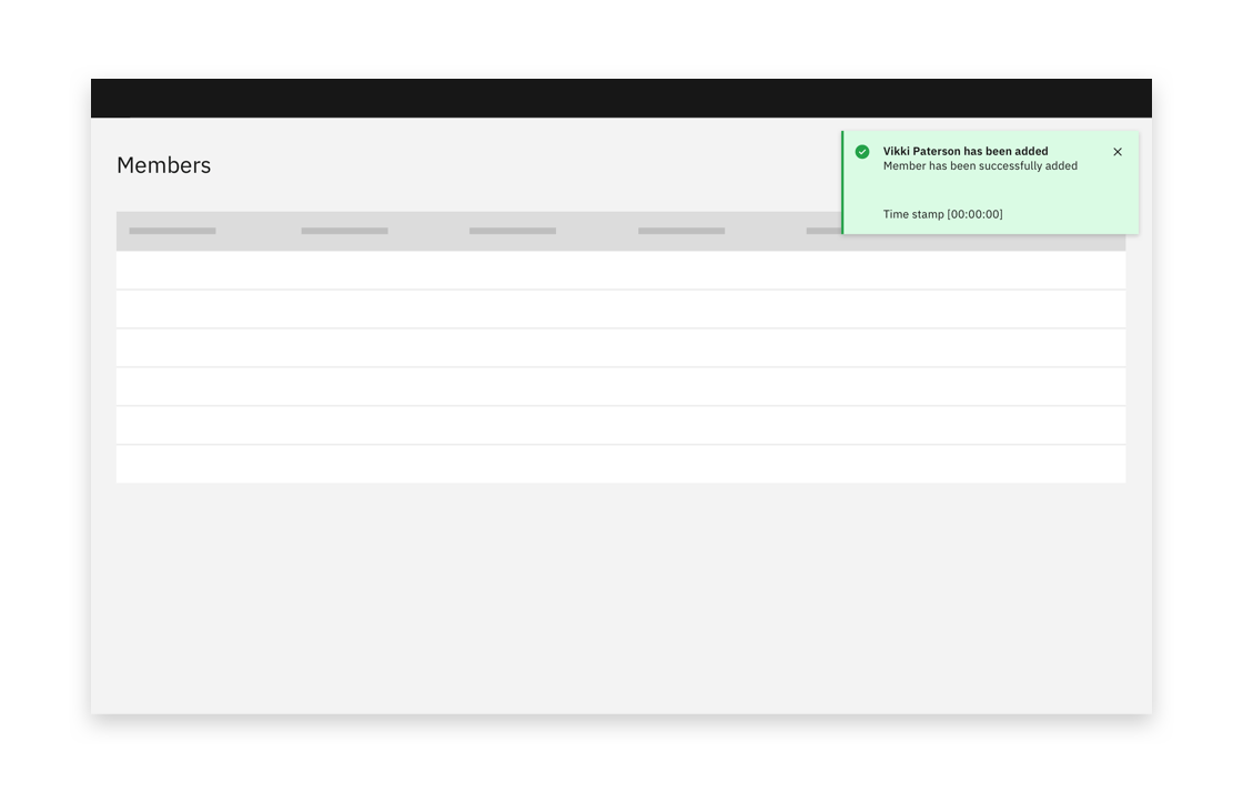 Example of a successful creation confirmation Example of a successful creation confirmation