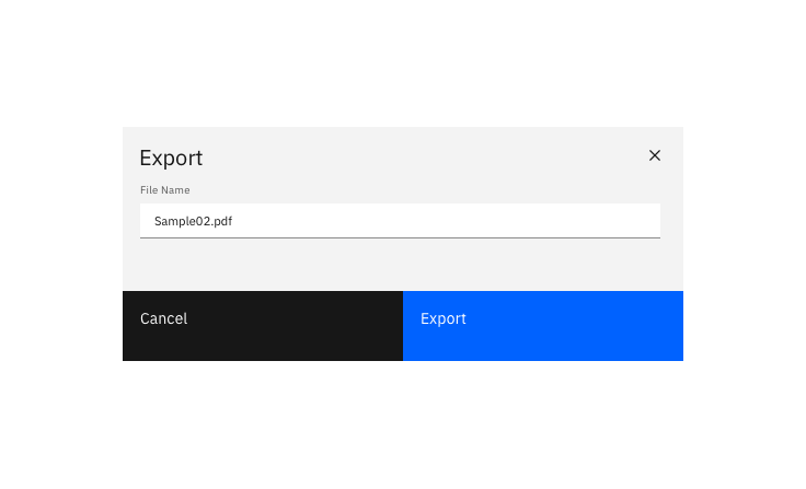 Example of an export modal Example of an export modal