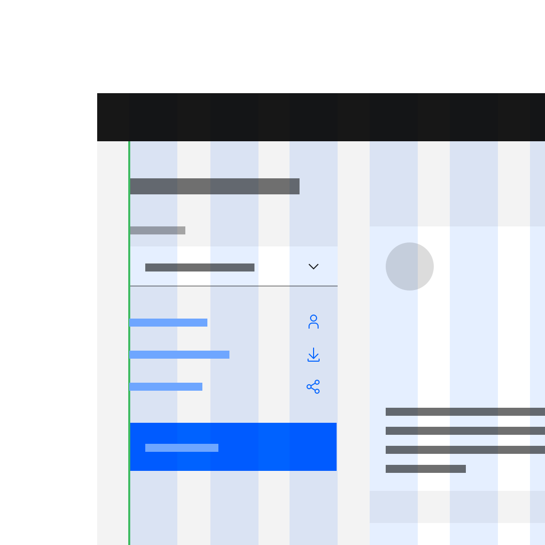 Do align type (outside of a container), components and tiles to the columns. Do align type (outside of a container), components and tiles to the columns.